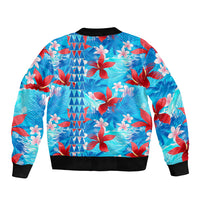 Hawaii Christmas Sleeve Zip Bomber Jacket Santa Claus Surfing Kakau Tropical Style - Wonder Print Shop