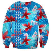 Hawaii Christmas Sweatshirt Santa Claus Surfing Kakau Tropical Style - Wonder Print Shop