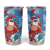 Hawaii Christmas Tumbler Cup Santa Claus Surfing Kakau Tropical Style - Wonder Print Shop