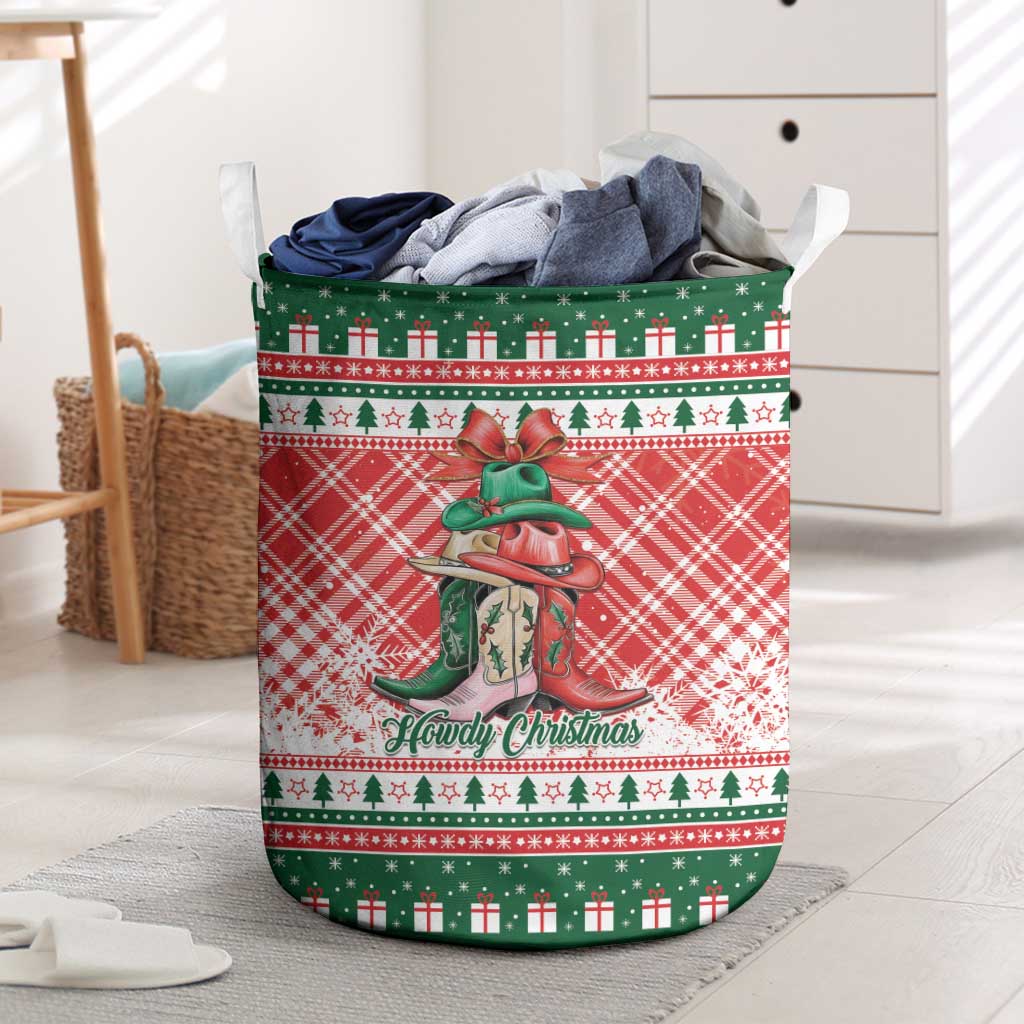 Cowgirl Boots Howdy Christmas Laundry Basket Western Christmas - Wonder Print Shop