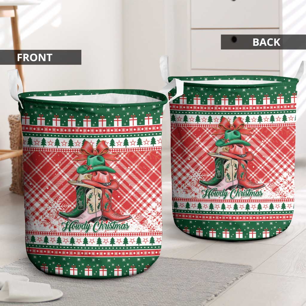 Cowgirl Boots Howdy Christmas Laundry Basket Western Christmas - Wonder Print Shop
