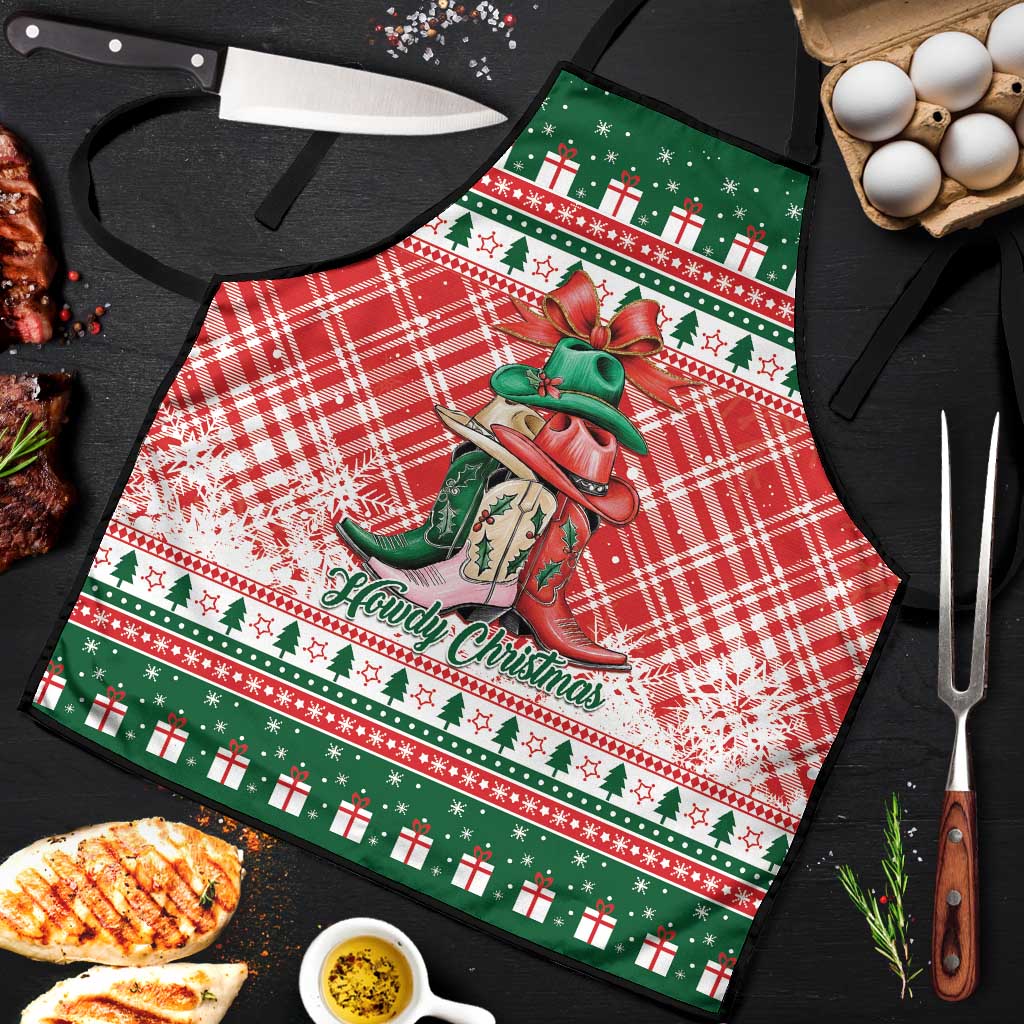 Cowgirl Boots Howdy Christmas Apron Western Christmas - Wonder Print Shop