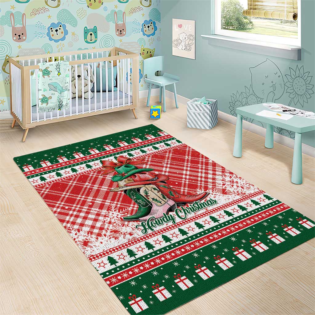 Cowgirl Boots Howdy Christmas Area Rug Western Christmas - Wonder Print Shop