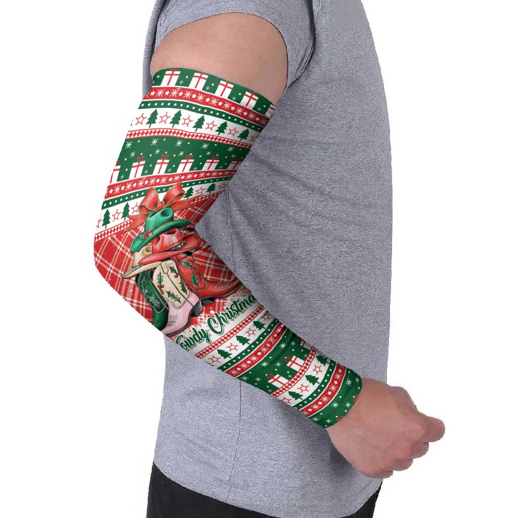 Personalized Cowgirl Boots Howdy Christmas Arm Sleeves Western Christmas - Wonder Print Shop