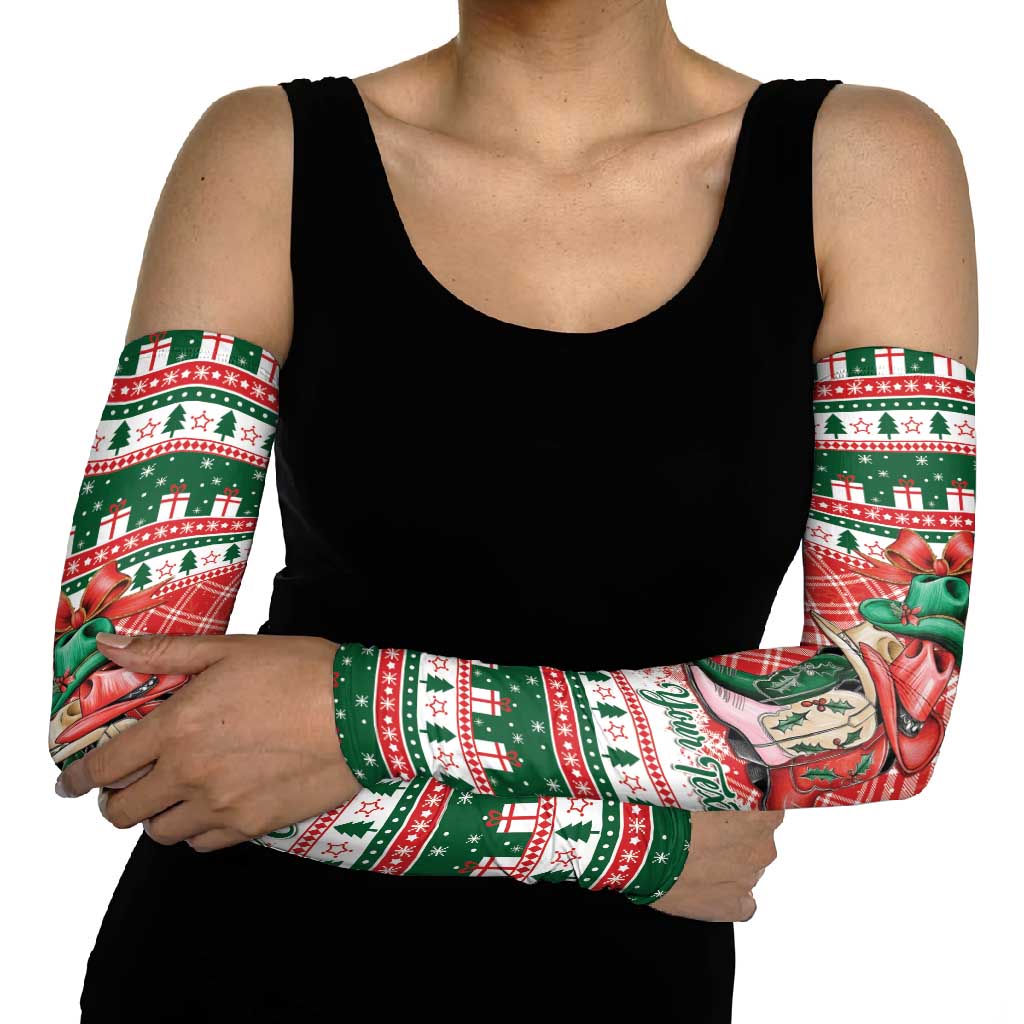 Personalized Cowgirl Boots Howdy Christmas Arm Sleeves Western Christmas - Wonder Print Shop