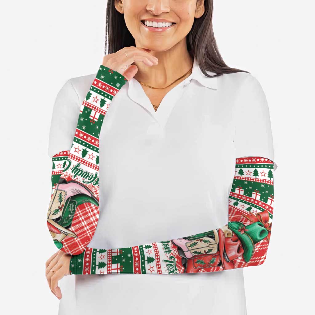 Personalized Cowgirl Boots Howdy Christmas Arm Sleeves Western Christmas - Wonder Print Shop