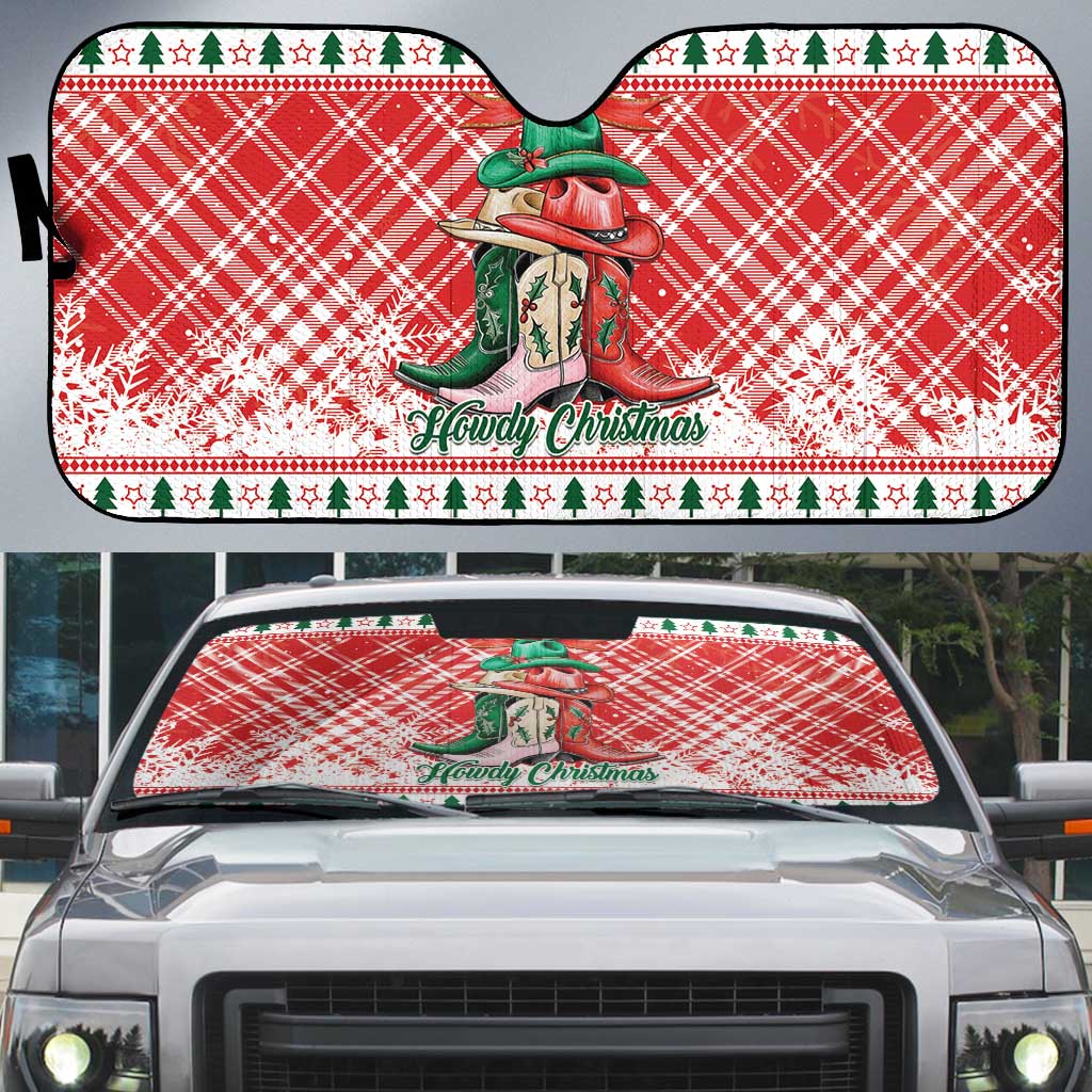 Cowgirl Boots Howdy Christmas Auto Sun Shade Western Christmas - Wonder Print Shop