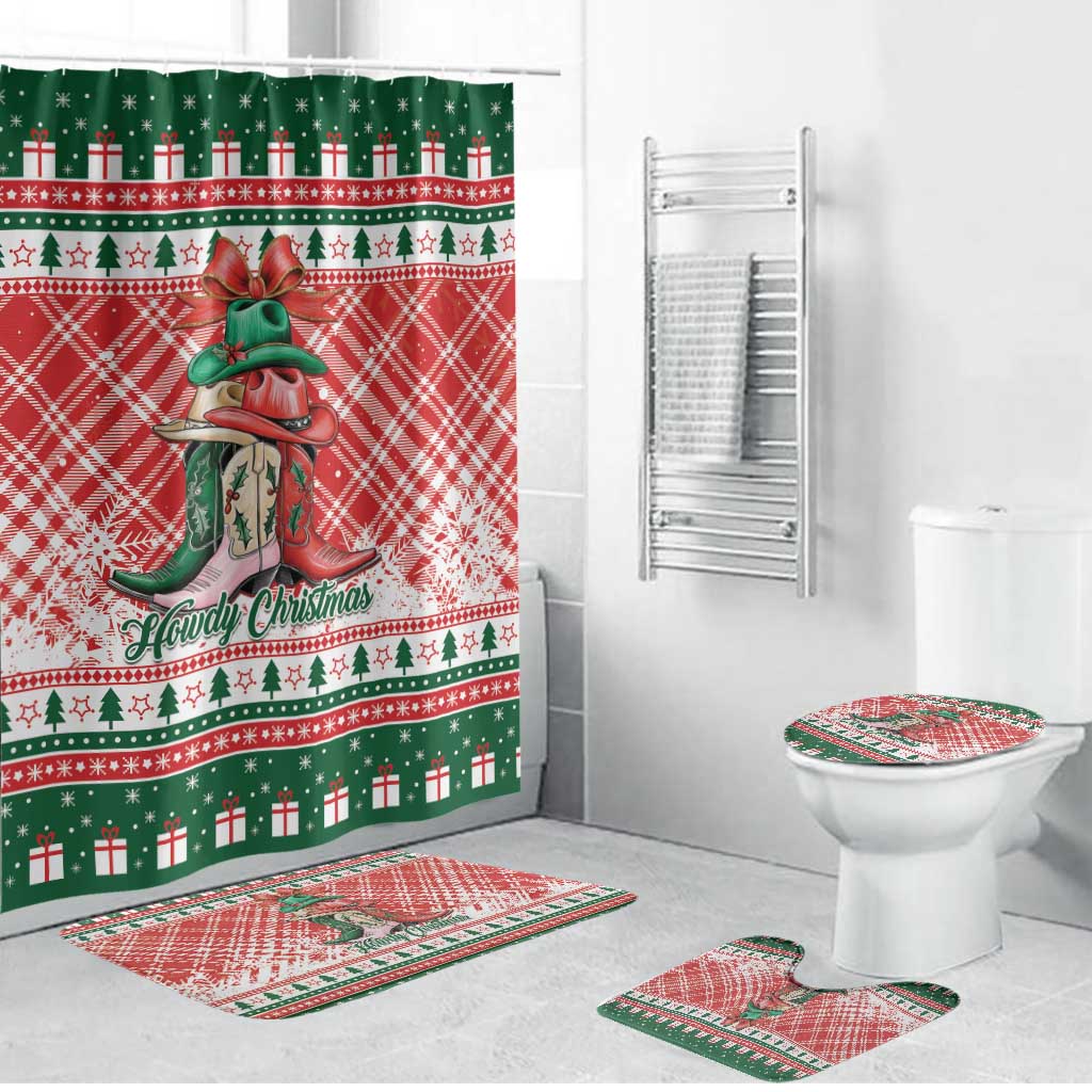 Cowgirl Boots Howdy Christmas Bathroom Set Western Christmas - Wonder Print Shop