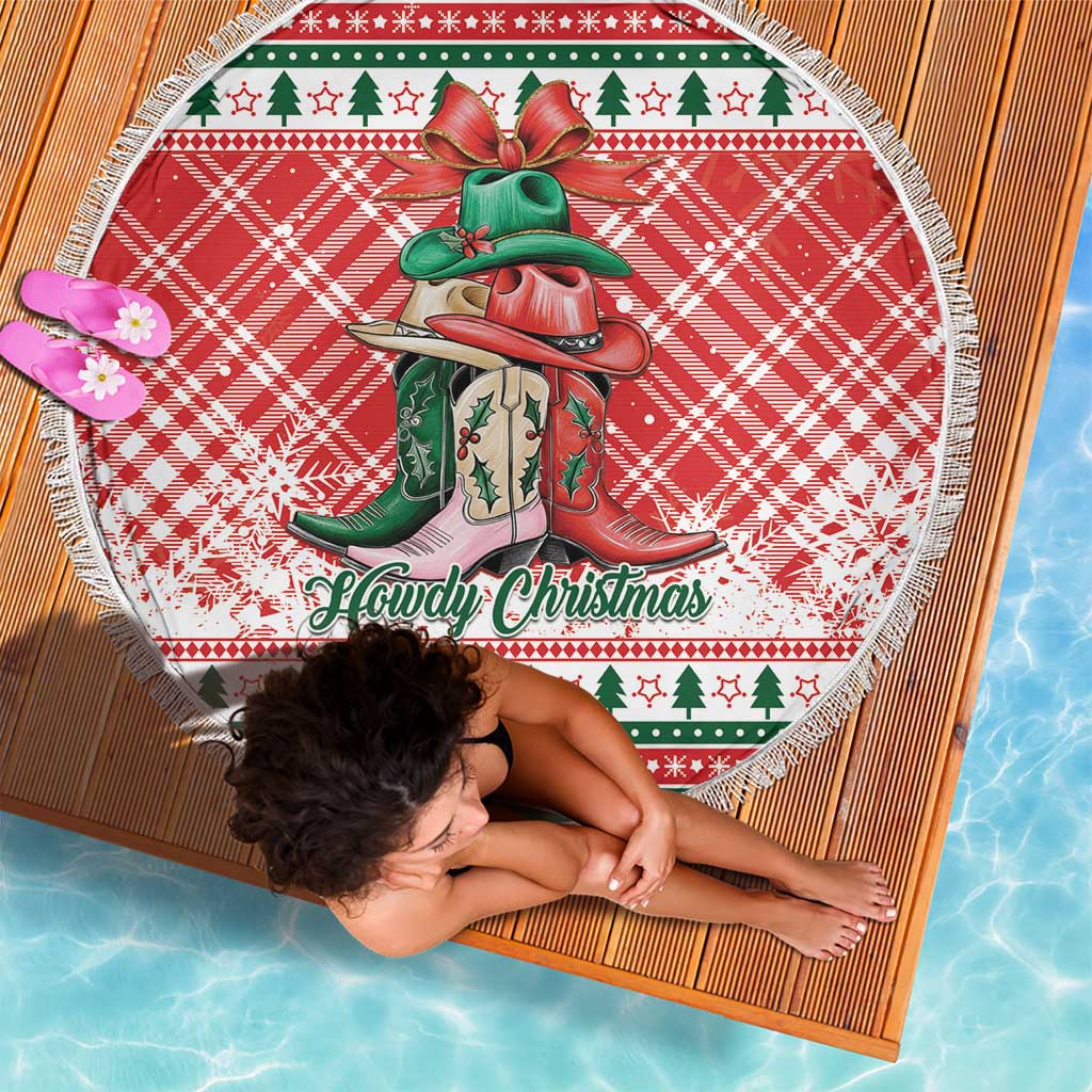 Cowgirl Boots Howdy Christmas Beach Blanket Western Christmas - Wonder Print Shop