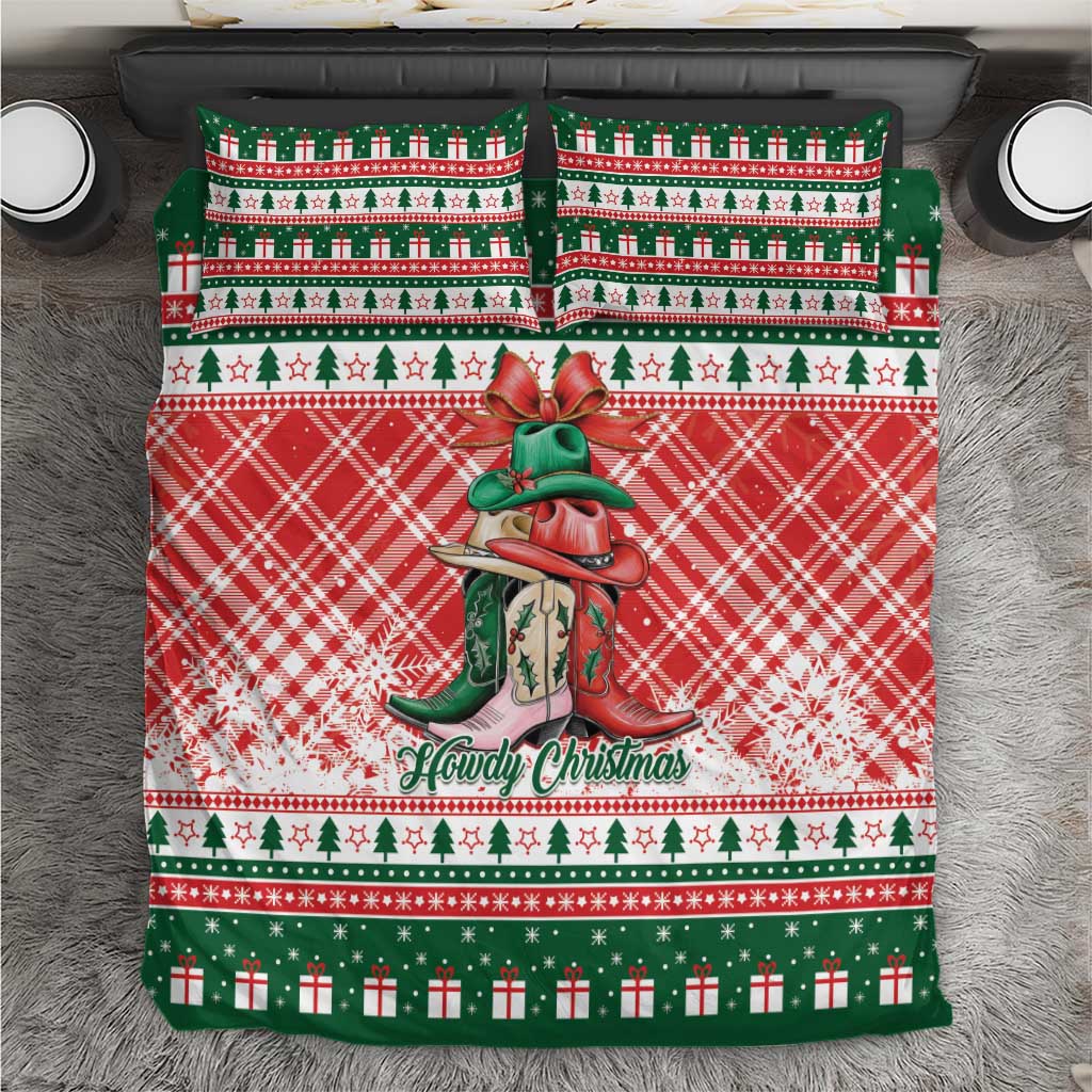 Cowgirl Boots Howdy Christmas Bedding Set Western Christmas - Wonder Print Shop