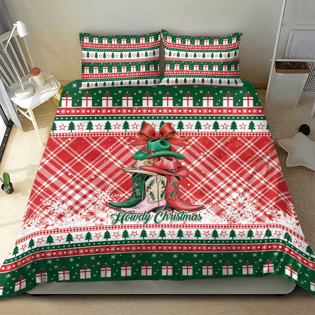 Cowgirl Boots Howdy Christmas Bedding Set Western Christmas - Wonder Print Shop