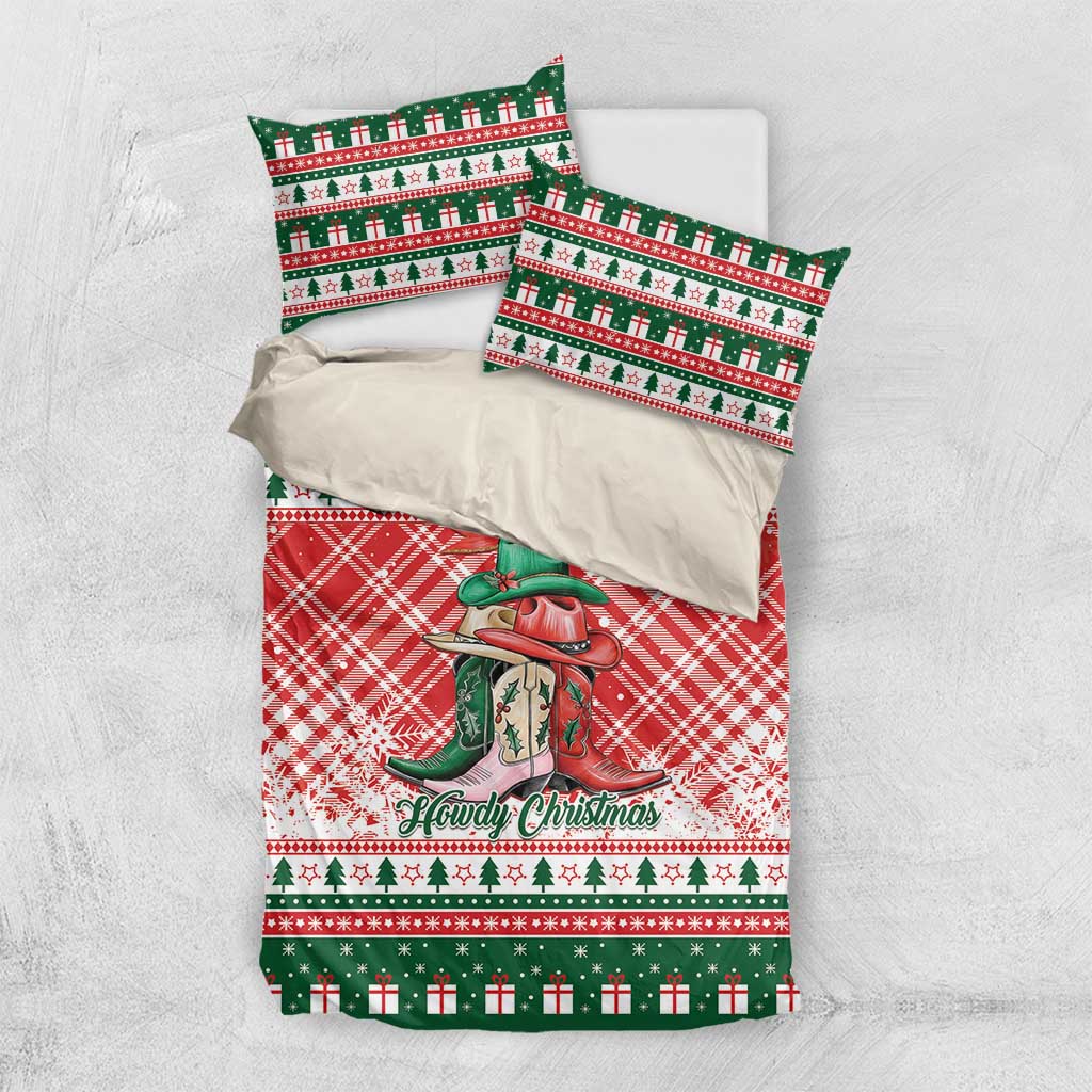 Cowgirl Boots Howdy Christmas Bedding Set Western Christmas - Wonder Print Shop