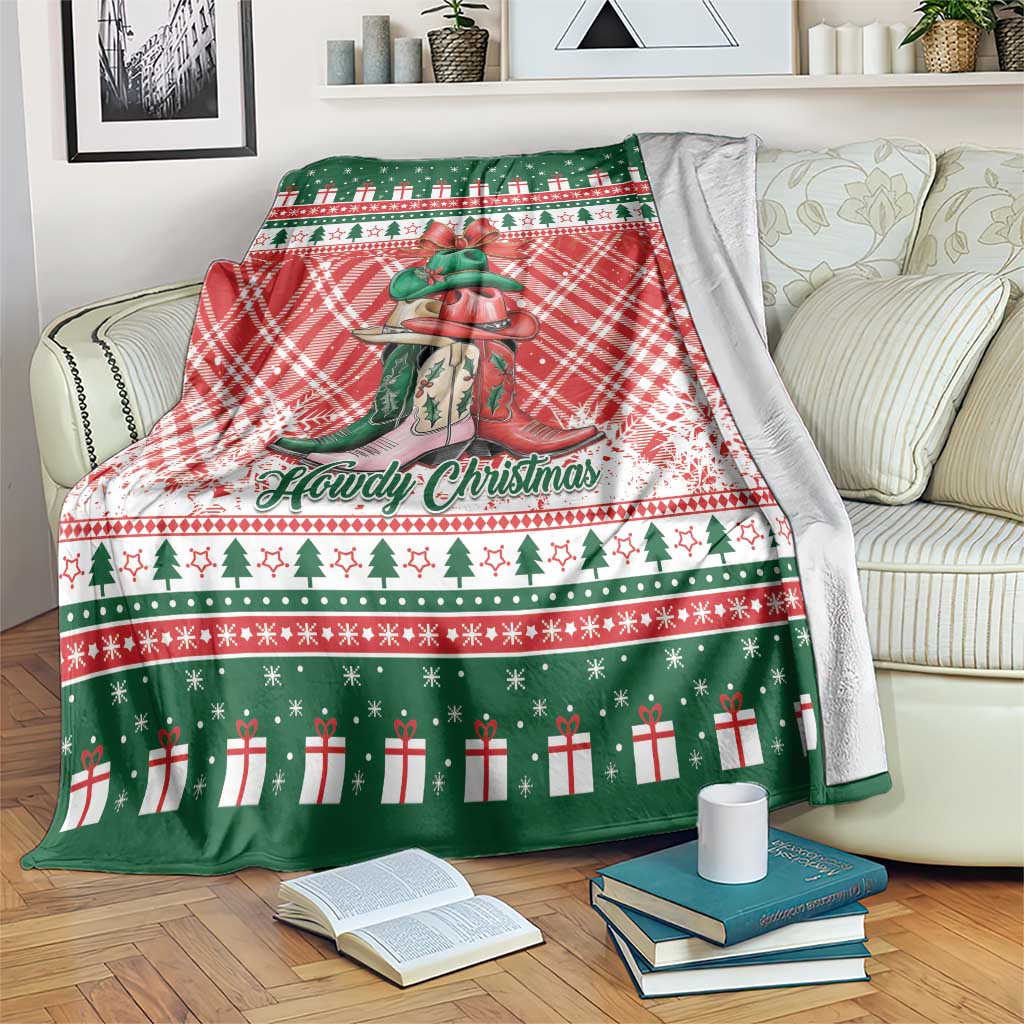 Cowgirl Boots Howdy Christmas Blanket Western Christmas - Wonder Print Shop