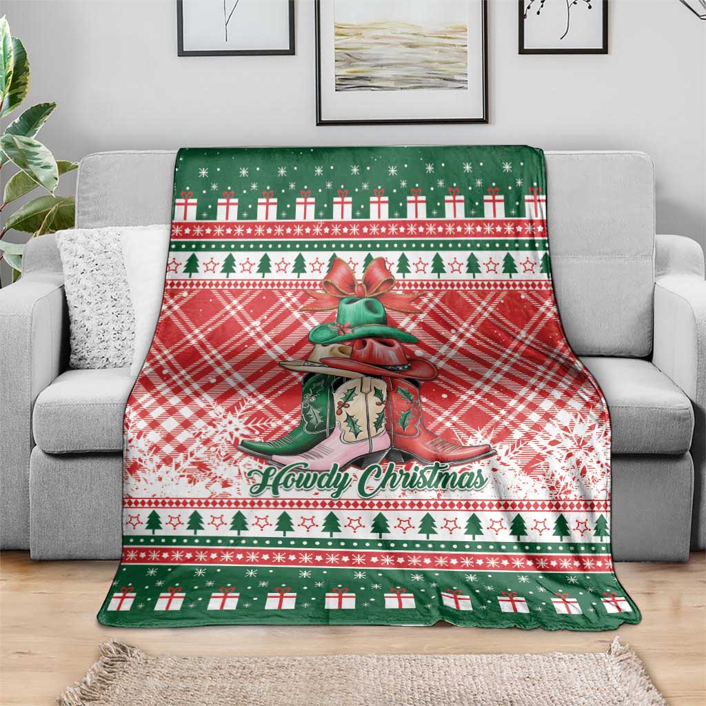 Cowgirl Boots Howdy Christmas Blanket Western Christmas - Wonder Print Shop