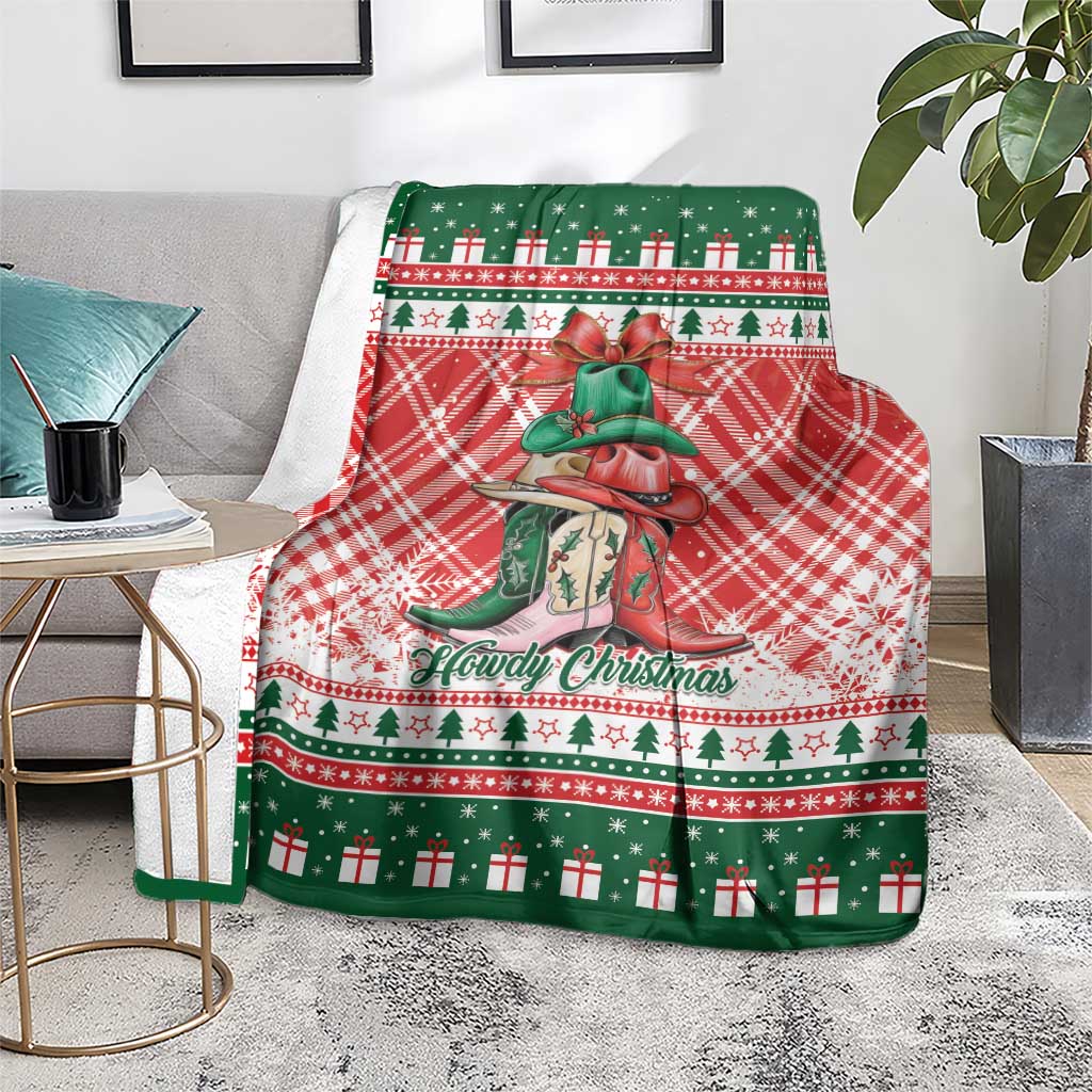Cowgirl Boots Howdy Christmas Blanket Western Christmas - Wonder Print Shop