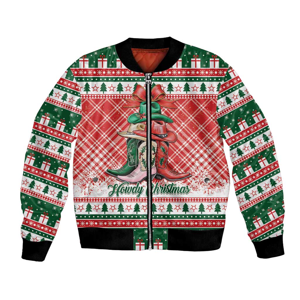 Personalized Cowgirl Boots Howdy Christmas Bomber Jacket Western Christmas - Wonder Print Shop