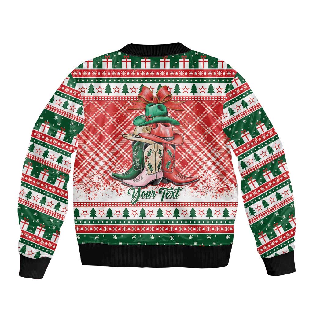 Personalized Cowgirl Boots Howdy Christmas Bomber Jacket Western Christmas - Wonder Print Shop