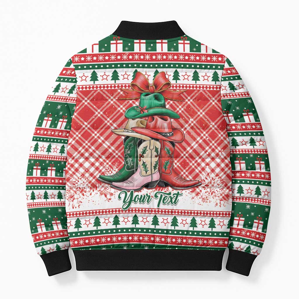 Personalized Cowgirl Boots Howdy Christmas Bomber Puffer Jacket Western Christmas - Wonder Print Shop