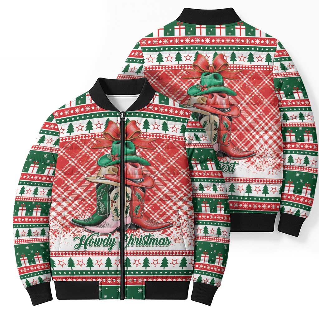 Personalized Cowgirl Boots Howdy Christmas Bomber Puffer Jacket Western Christmas - Wonder Print Shop