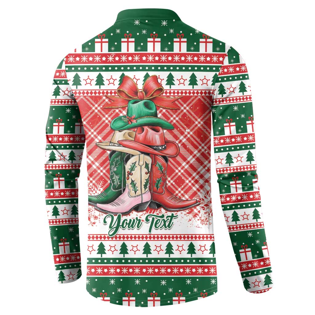 Personalized Cowgirl Boots Howdy Christmas Button Sweatshirt Western Christmas - Wonder Print Shop