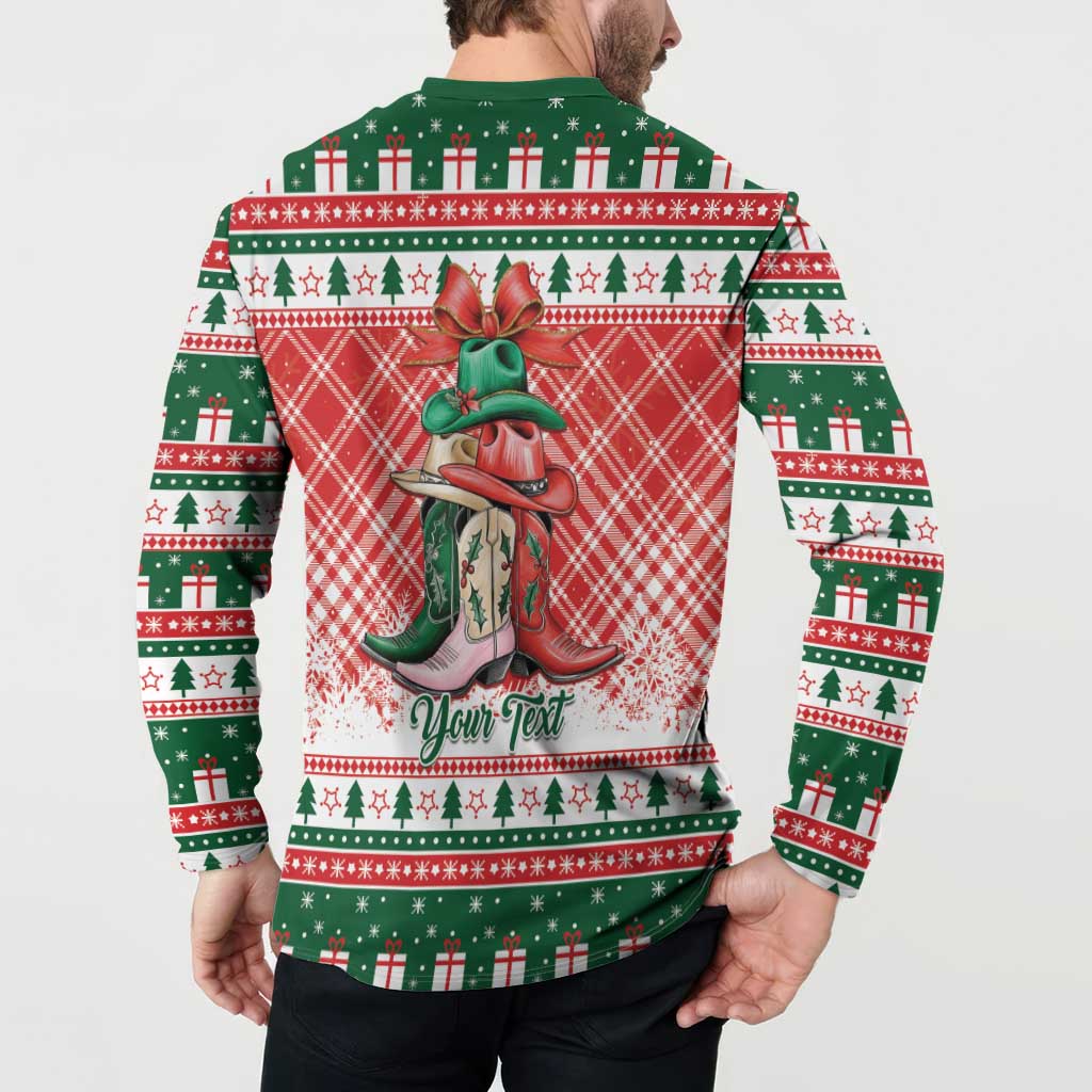 Personalized Cowgirl Boots Howdy Christmas Button Sweatshirt Western Christmas - Wonder Print Shop