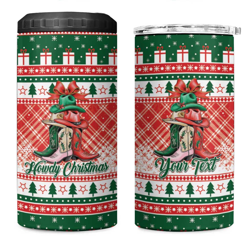 Personalized Cowgirl Boots Howdy Christmas 4 in 1 Can Cooler Tumbler Western Christmas - Wonder Print Shop