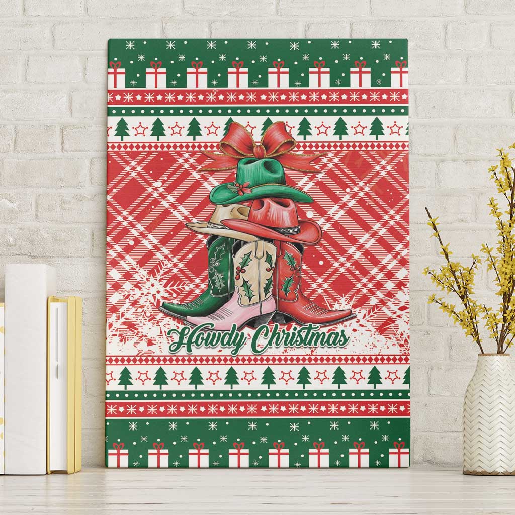 Cowgirl Boots Howdy Christmas Canvas Wall Art Western Christmas - Wonder Print Shop