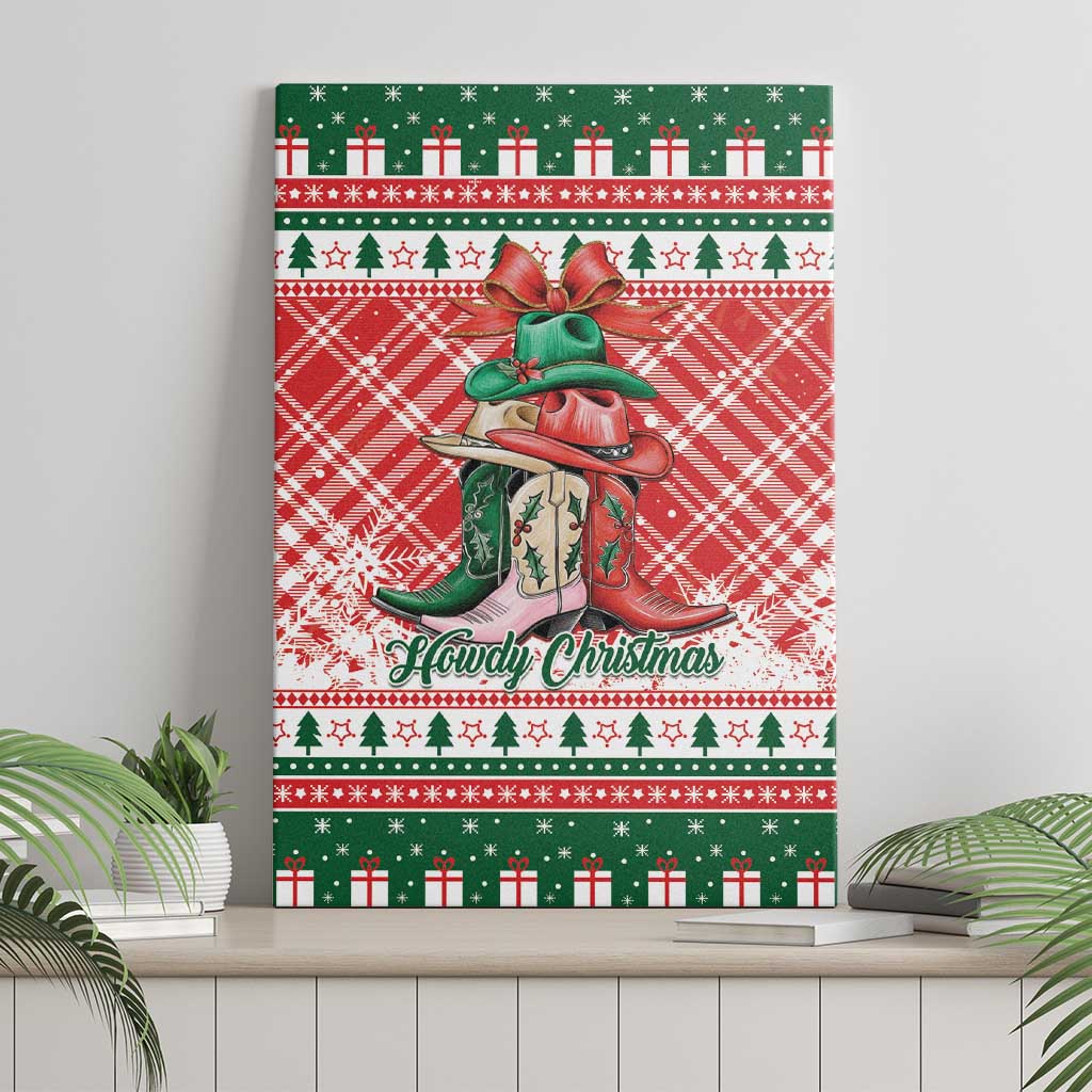Cowgirl Boots Howdy Christmas Canvas Wall Art Western Christmas - Wonder Print Shop
