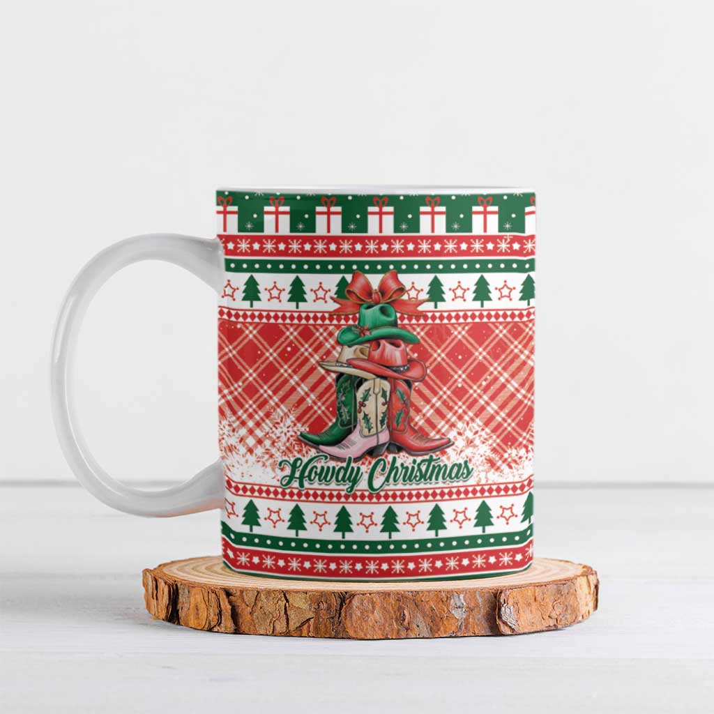 Personalized Cowgirl Boots Howdy Christmas Ceramic Mug Western Christmas - Wonder Print Shop