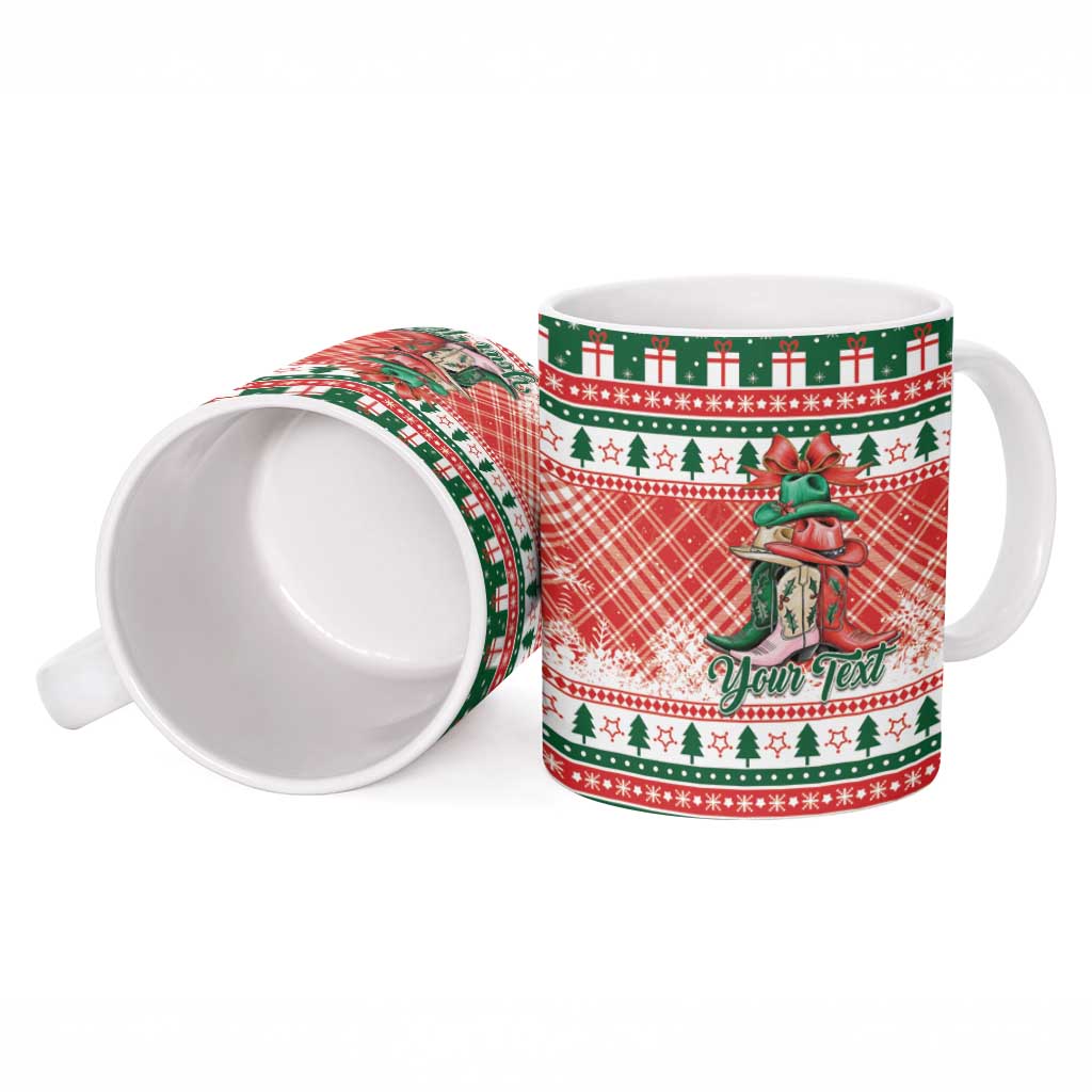 Personalized Cowgirl Boots Howdy Christmas Ceramic Mug Western Christmas - Wonder Print Shop