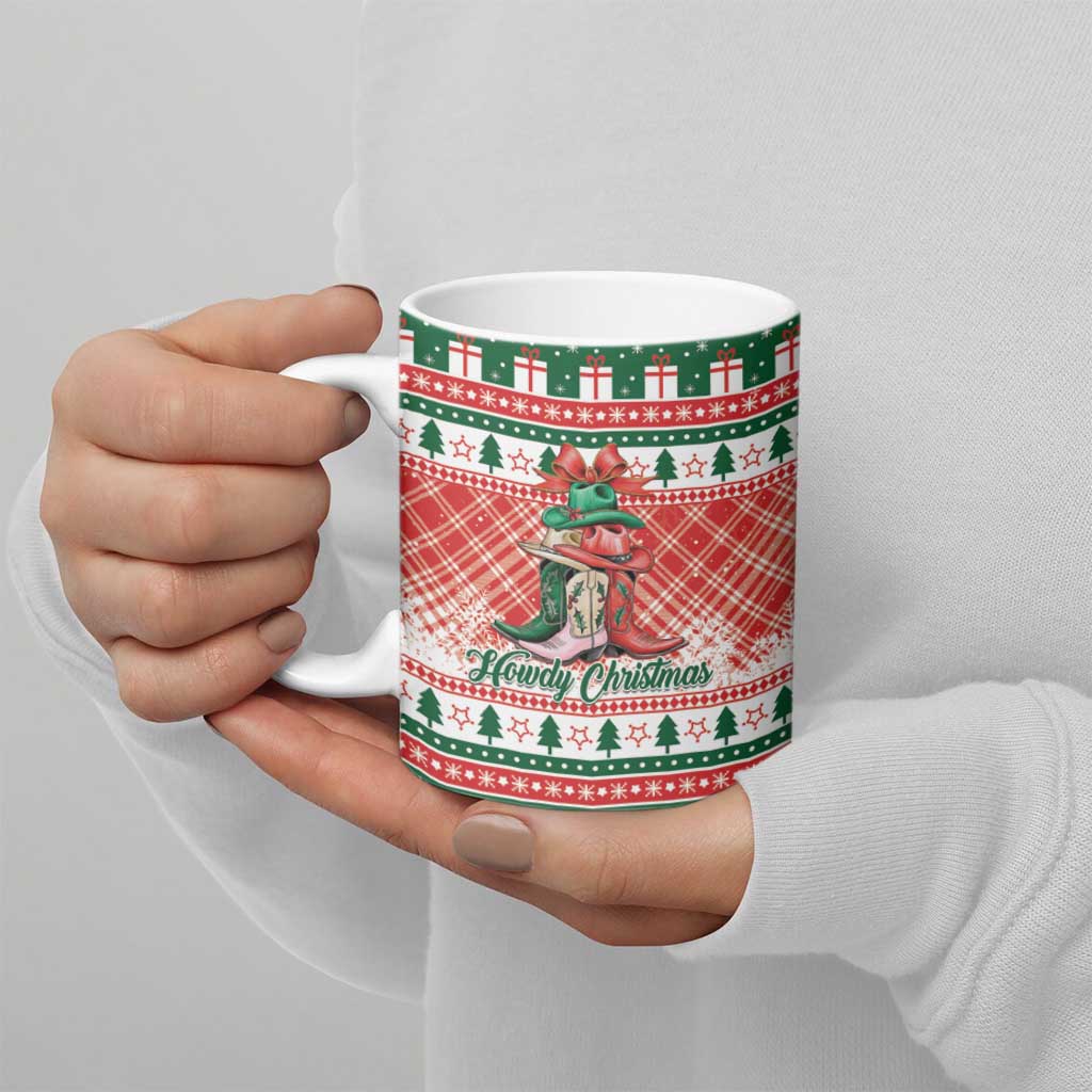 Personalized Cowgirl Boots Howdy Christmas Ceramic Mug Western Christmas - Wonder Print Shop