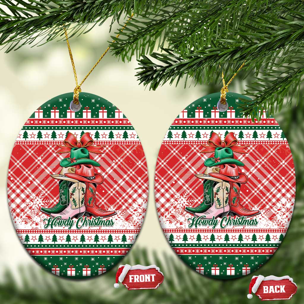 Cowgirl Boots Howdy Christmas Ceramic Ornament Western Christmas - Wonder Print Shop
