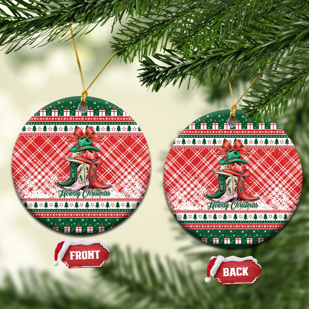 Cowgirl Boots Howdy Christmas Ceramic Ornament Western Christmas - Wonder Print Shop
