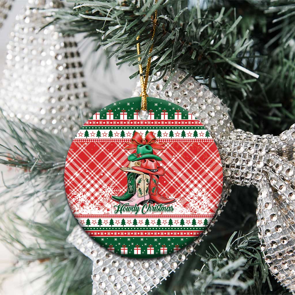 Cowgirl Boots Howdy Christmas Ceramic Ornament Western Christmas - Wonder Print Shop