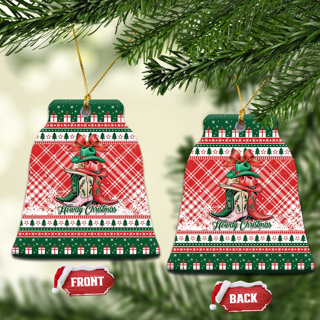 Cowgirl Boots Howdy Christmas Ceramic Ornament Western Christmas - Wonder Print Shop