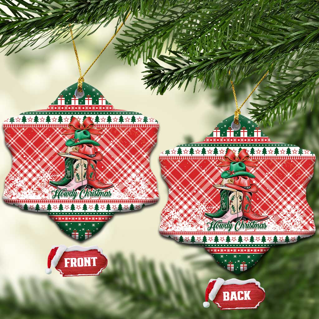 Cowgirl Boots Howdy Christmas Ceramic Ornament Western Christmas - Wonder Print Shop