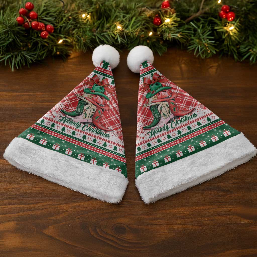 Cowgirl Boots Howdy Christmas Santa Hat Western Christmas - Wonder Print Shop