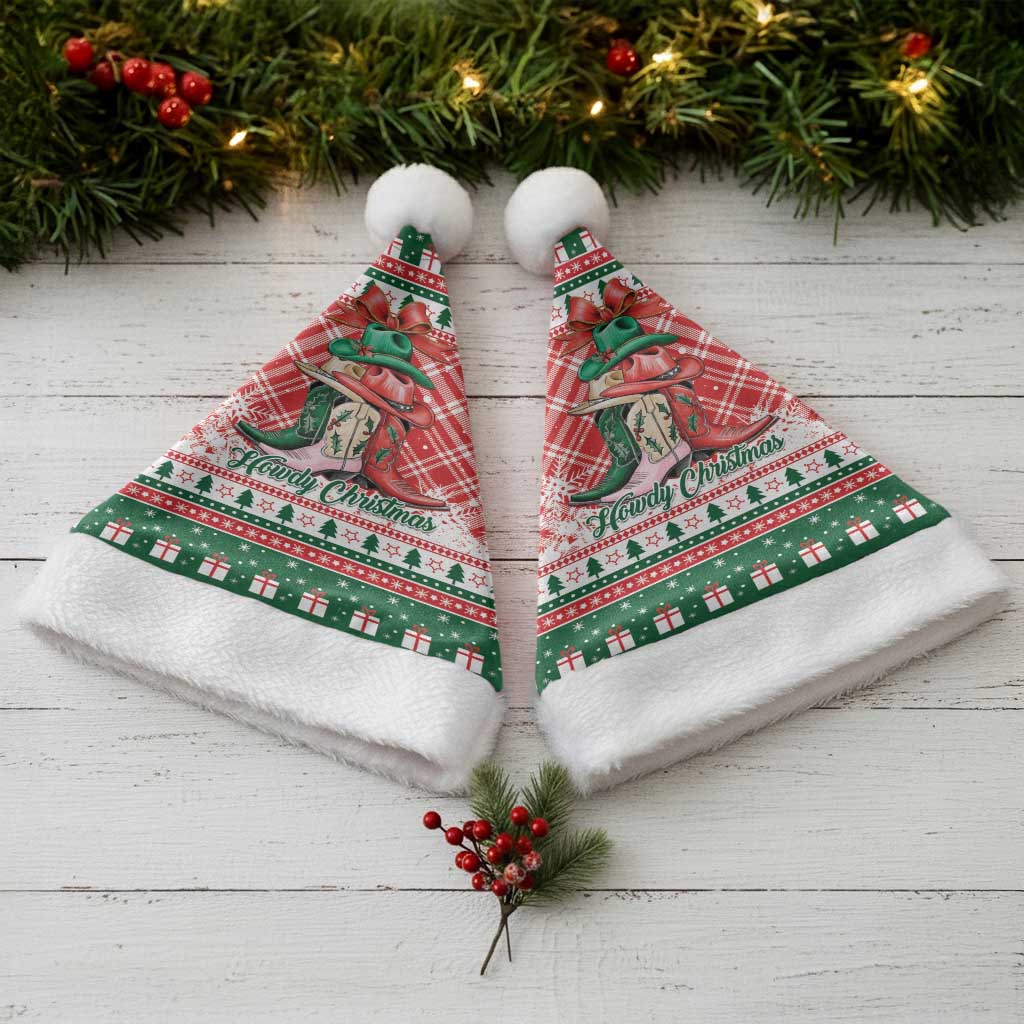 Cowgirl Boots Howdy Christmas Santa Hat Western Christmas - Wonder Print Shop