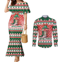 Personalized Cowgirl Boots Howdy Christmas Couples Matching Mermaid Dress and Long Sleeve Button Shirt Western Christmas - Wonder Print Shop