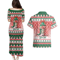 Personalized Cowgirl Boots Howdy Christmas Couples Matching Puletasi and Hawaiian Shirt Western Christmas - Wonder Print Shop