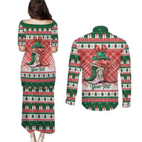 Personalized Cowgirl Boots Howdy Christmas Couples Matching Puletasi and Long Sleeve Button Shirt Western Christmas - Wonder Print Shop
