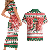 Personalized Cowgirl Boots Howdy Christmas Couples Matching Short Sleeve Bodycon Dress and Hawaiian Shirt Western Christmas - Wonder Print Shop