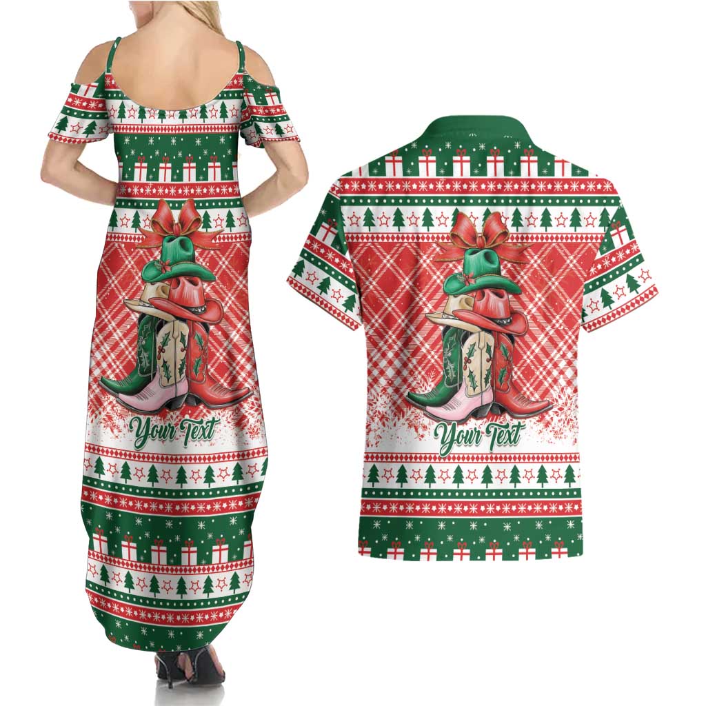 Personalized Cowgirl Boots Howdy Christmas Couples Matching Summer Maxi Dress and Hawaiian Shirt Western Christmas - Wonder Print Shop