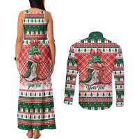 Personalized Cowgirl Boots Howdy Christmas Couples Matching Tank Maxi Dress and Long Sleeve Button Shirt Western Christmas - Wonder Print Shop