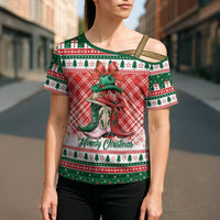 Personalized Cowgirl Boots Howdy Christmas Cross Shoulder Shirt Western Christmas - Wonder Print Shop