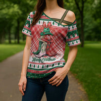Personalized Cowgirl Boots Howdy Christmas Cross Shoulder Shirt Western Christmas - Wonder Print Shop