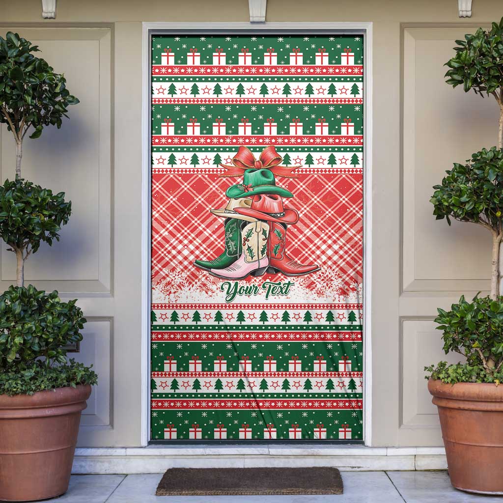 Personalized Cowgirl Boots Howdy Christmas Door Cover Western Christmas - Wonder Print Shop