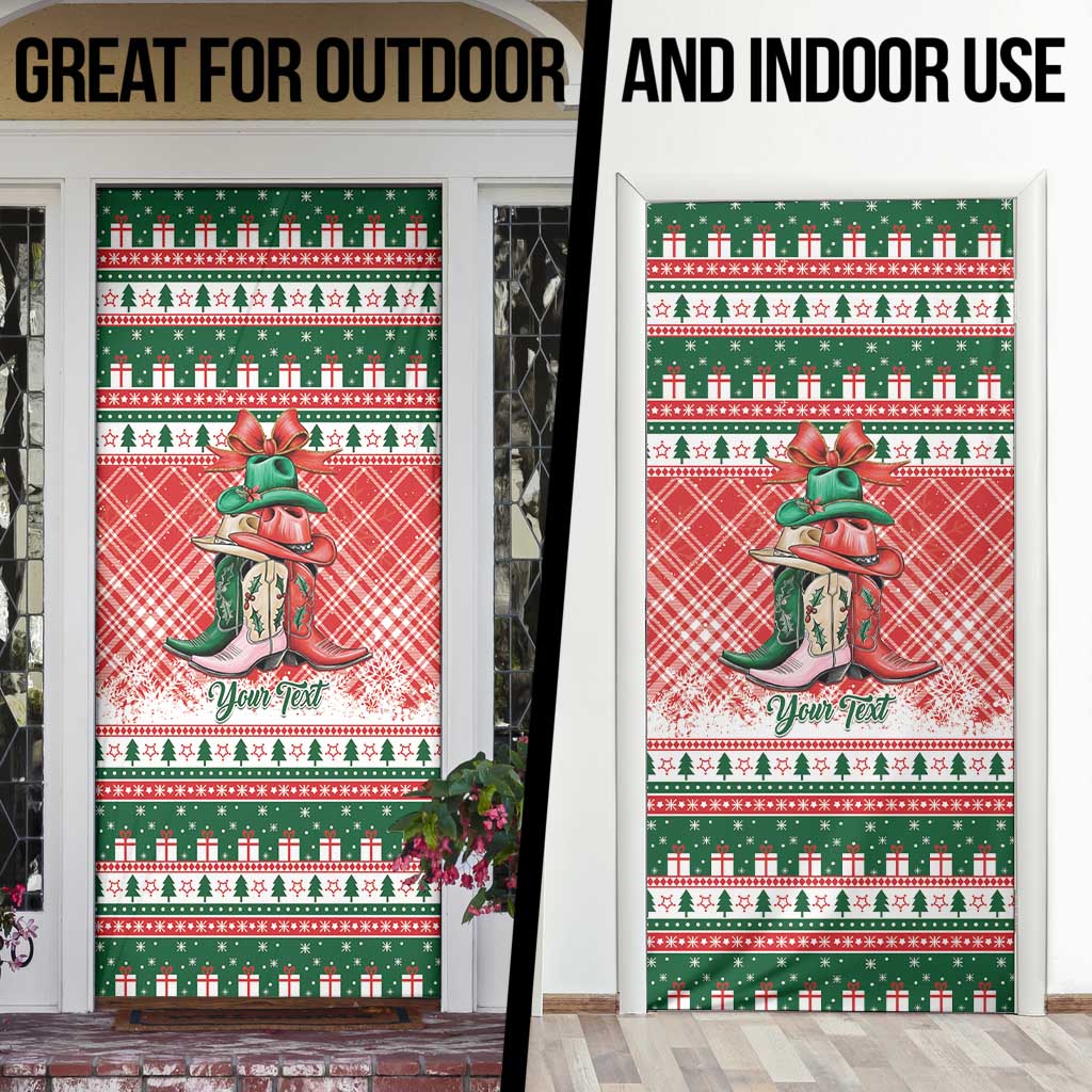 Personalized Cowgirl Boots Howdy Christmas Door Cover Western Christmas - Wonder Print Shop