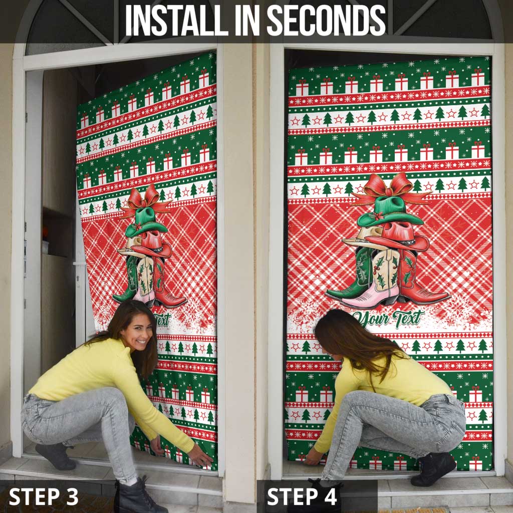 Personalized Cowgirl Boots Howdy Christmas Door Cover Western Christmas - Wonder Print Shop