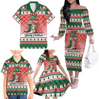 Personalized Cowgirl Boots Howdy Christmas Family Matching Off The Shoulder Long Sleeve Dress and Hawaiian Shirt Western Christmas - Wonder Print Shop